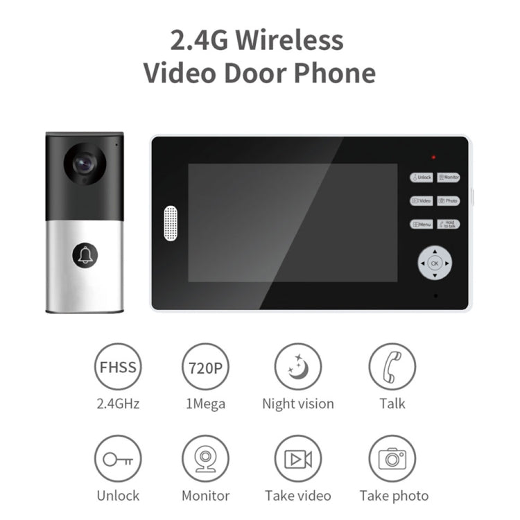 2.4G Wireless Video Doorbell 720P Support Night Vision & Talk & Monitor 2.4G Wireless Video Doorbell 720P Support Night Vision & Talk & Monitor